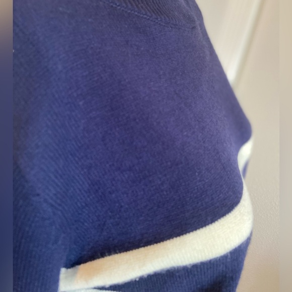 Kirundo~Super Soft~Navy & Off-White~Ribbed Knit~Striped~Pullover~Sweater~Size S - Picture 10 of 12